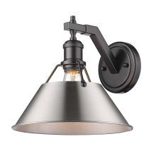 Golden 3306-1W BLK-PW - Yep by Golden Lighting Orwell 1-light Wall Sconce in Matte Black and Pewter shade